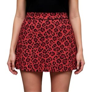 EP Pro Red Leopard Print A-Line Skirt